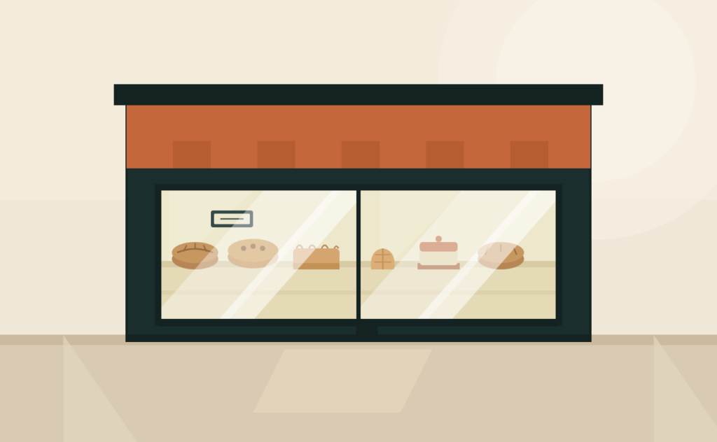 Illustration of a bakery storefront
